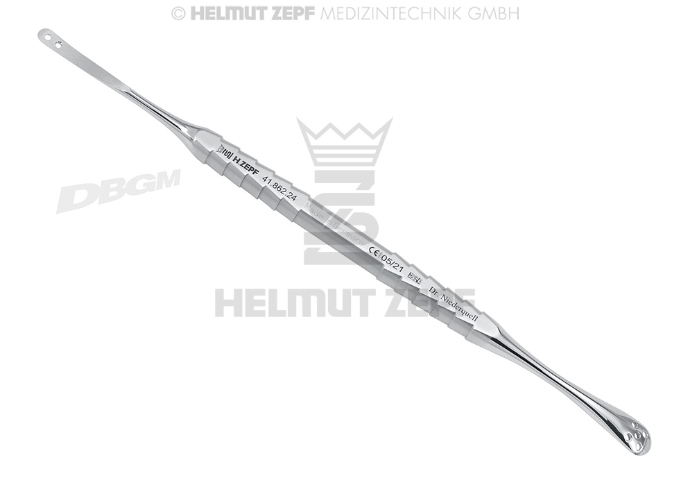 Surgical periosteal elevator with perforator for mucoperiosteum preparation - Helmut Zepf (41.862.24) - Delynov