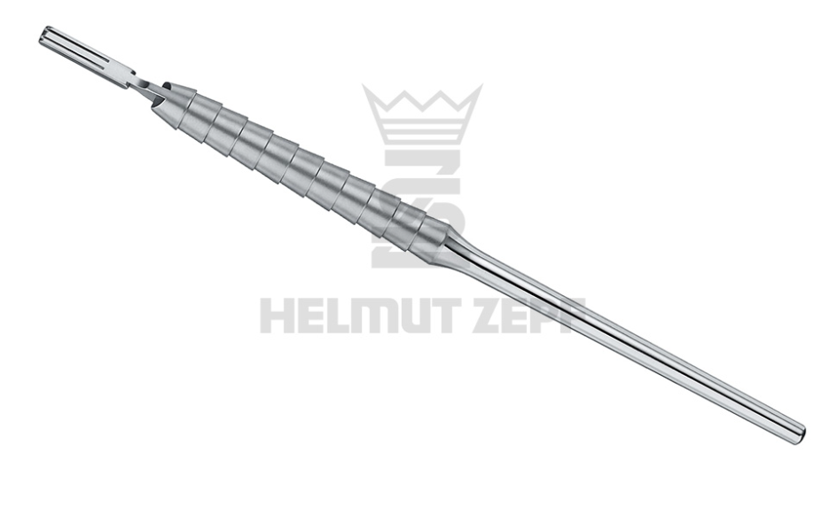 Manche de bistouris rond Zepf-Line numéro 3, système Tandem double lames écart 1.5 mm - Helmut Zepf (46.007.40) - Delynov