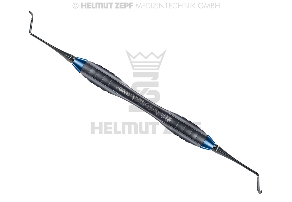 Z-shaped curved straight surgical instrument, blue handle, Dr. Zeltner - Helmut Zepf (46.045.02OX) - Delynov