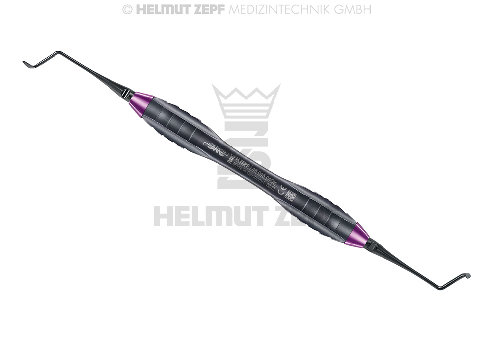 Instrument chirurgical SRC à manche court courbé en forme de Z, violet, selon les spécifications du Dr Helmut Zepf (46.045.04OX) - Delynov