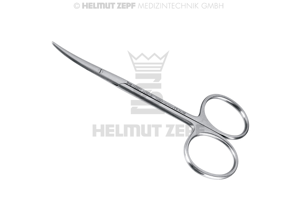Strabismus dissection scissors, 11.5 cm, curved - Helmut Zepf (46.069.11) - Delynov