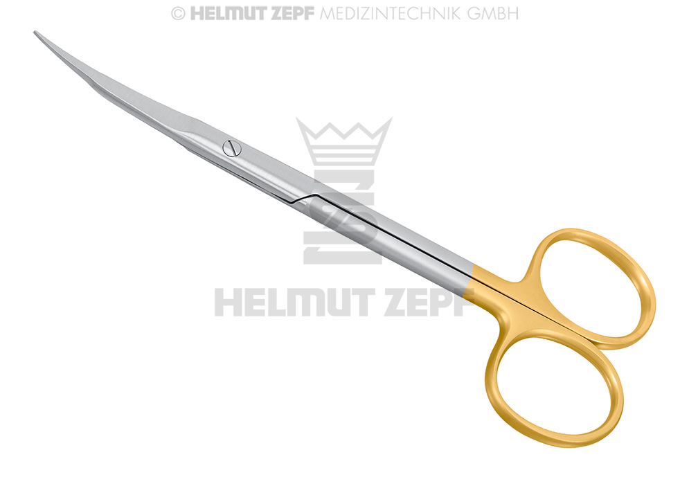 Ciseaux à gencives Goldman-Fox, courbes, 13 cm, avec mors tungstène carbone - Helmut Zepf (46.201.13TC) - Delynov