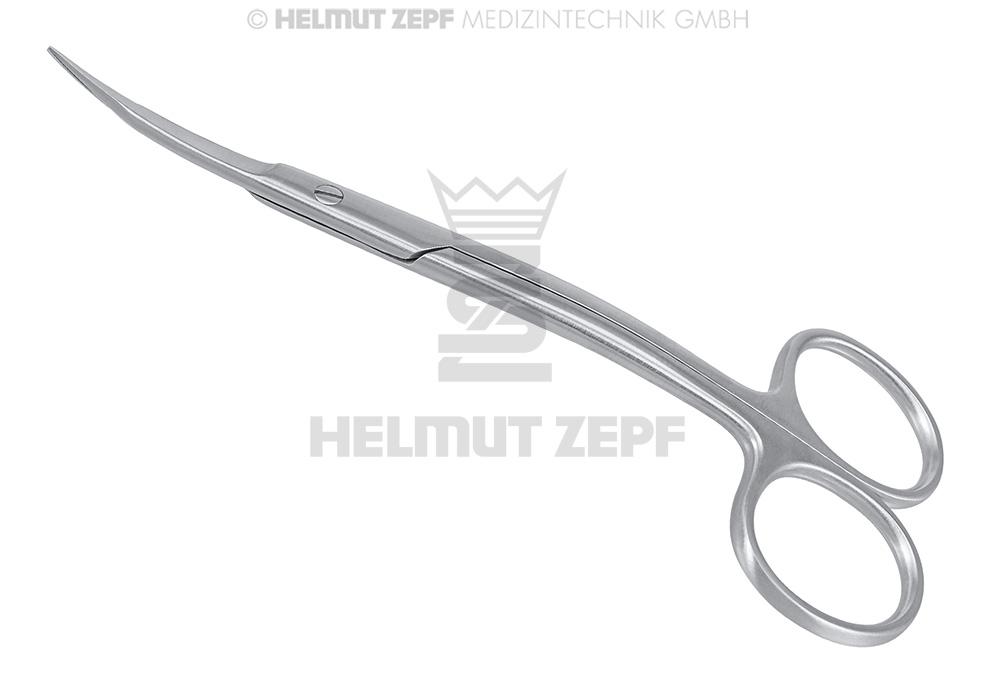 Ciseaux à gencives Goldman-Fox, double courbure, 13 cm, denté - Helmut Zepf (46.207.13) - Delynov