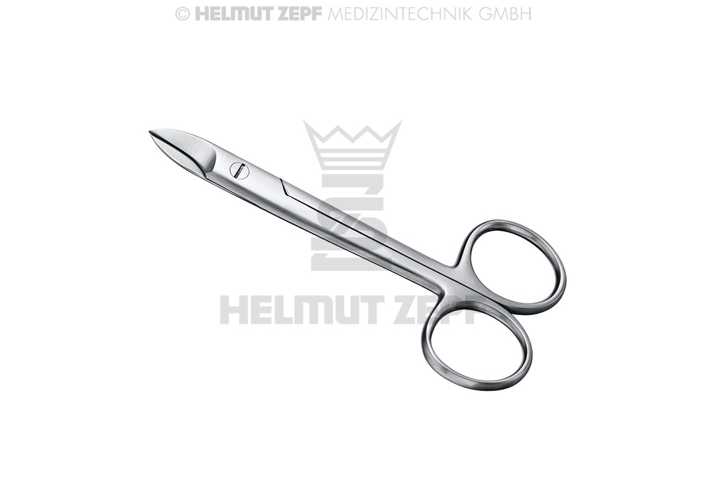Crown surgical scissors, straight, 10 cm length, fine tips - Helmut Zepf (46.674.10) - Delynov