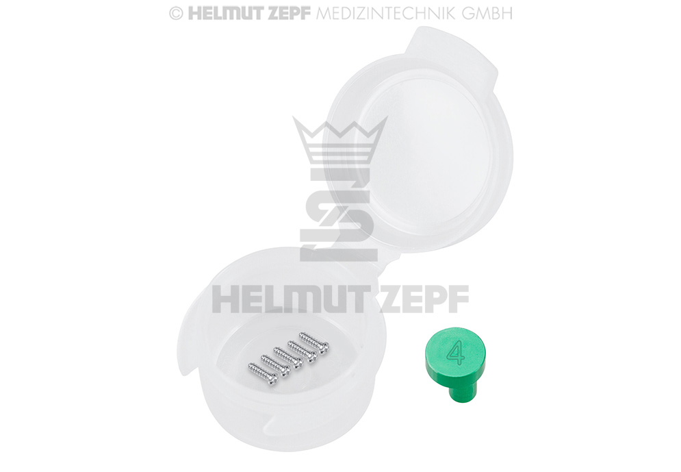 Vis à empreinte cruciforme en acier inoxydable, diamètre 1 mm, longueur 4 mm, avec bouchon d'identification - Helmut Zepf (47.573.04S) - Delynov