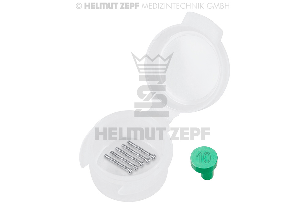 Vis cruciforme en acier inoxydable, diamètre 1 mm, longueur 10 mm, avec bouchon d'identification - Helmut Zepf (47.573.10S) - Delynov