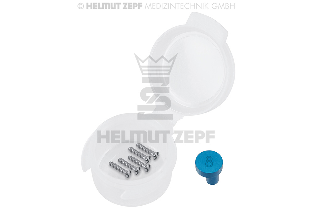 Helmut Zepf (47.575.08) Titanium cross-head screw for MIS, 1.5mm diameter, 8mm length, blue anodized - Delynov