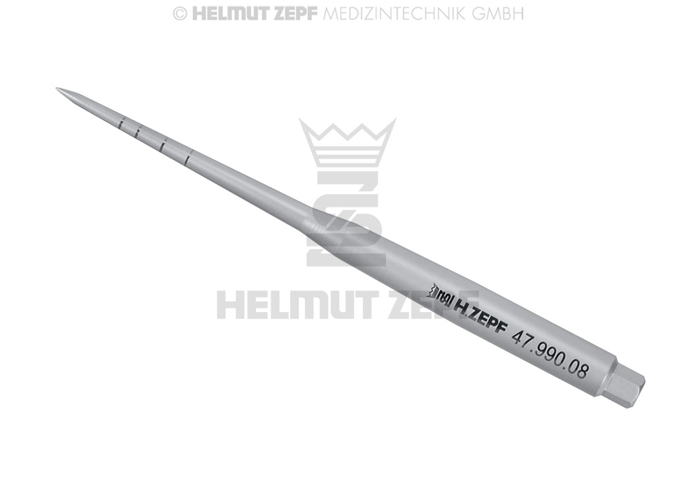 Pointe droite de marquage chirurgical avec graduation 8, 10, 13 et 16 mm - Helmut Zepf (47.990.08) - Delynov