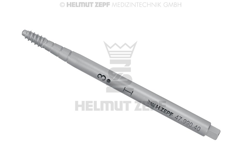 Insert d'ostéotome à visser droit, conique, diamètre 2 à 4 mm, taille 3 - Helmut Zepf (47.990.40) - Delynov