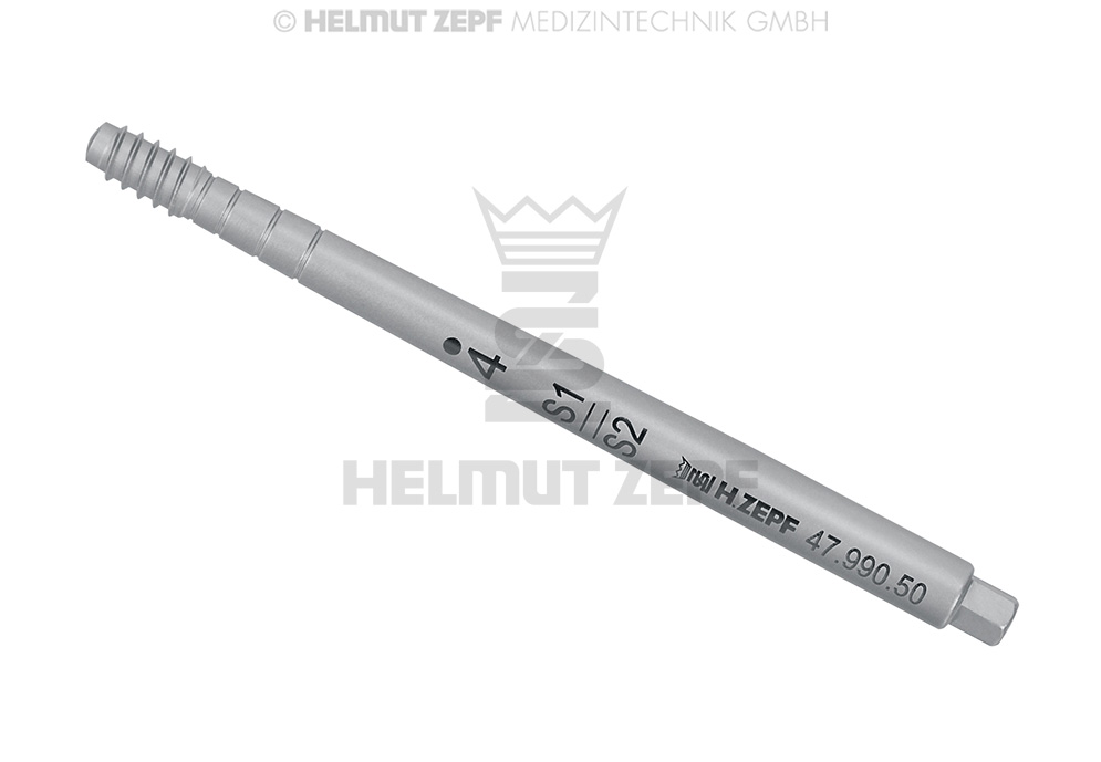 Screw-in surgical osteotome insert, straight, size 4, tapered, diameter 3 mm to 4 mm - Helmut Zepf (47.990.50) - Delynov