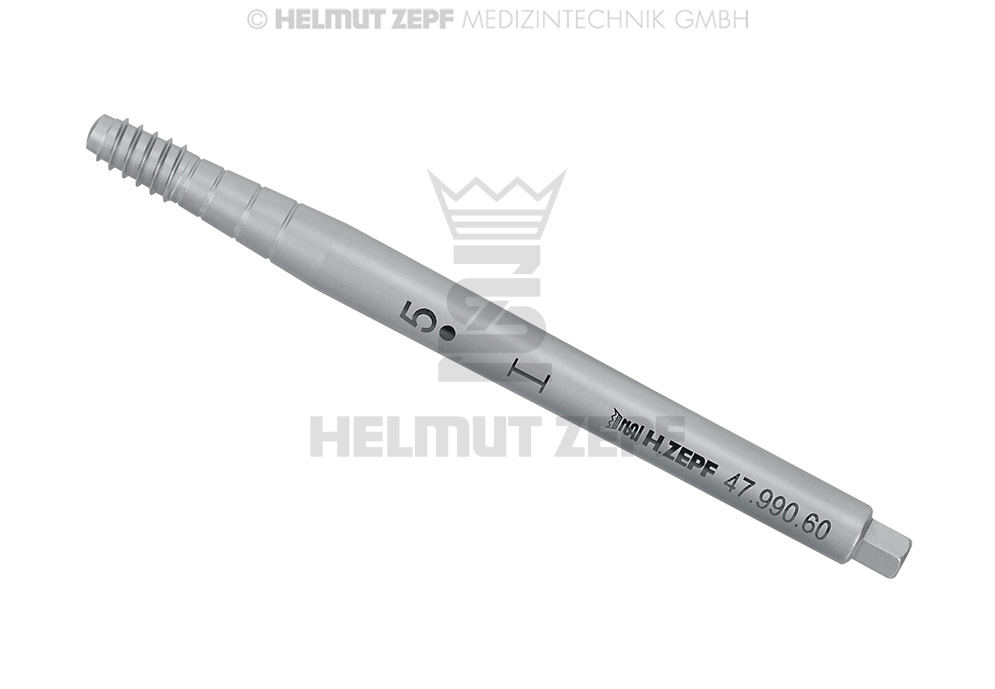 Insert d'ostéotome à visser, droit, conique, diamètre 3 à 5 mm, taille 5 - Helmut Zepf (47.990.60) - Delynov
