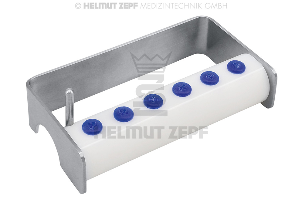 Séquenceur chirurgical pour 6 trépans avec support en Delrin et enclenchement à 60° - Helmut Zepf (85.070.01) - Delynov