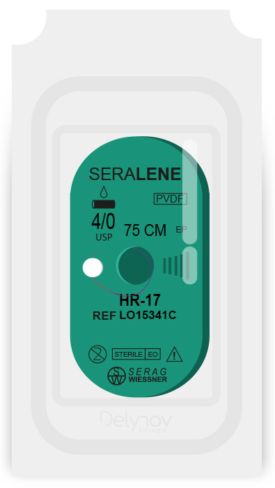 SERALENE non-absorbable blue (4/0) HR-17 needle 75 cm box of 24 sutures - Serag-Wiessner (LO15341C) - Delynov