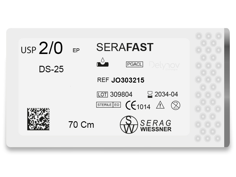 SERAFAST résorbable violet (2/0) aiguille DS-25 de 70 CM boite de 24 sutures - Serag & Wiessner (JO303215) - Delynov