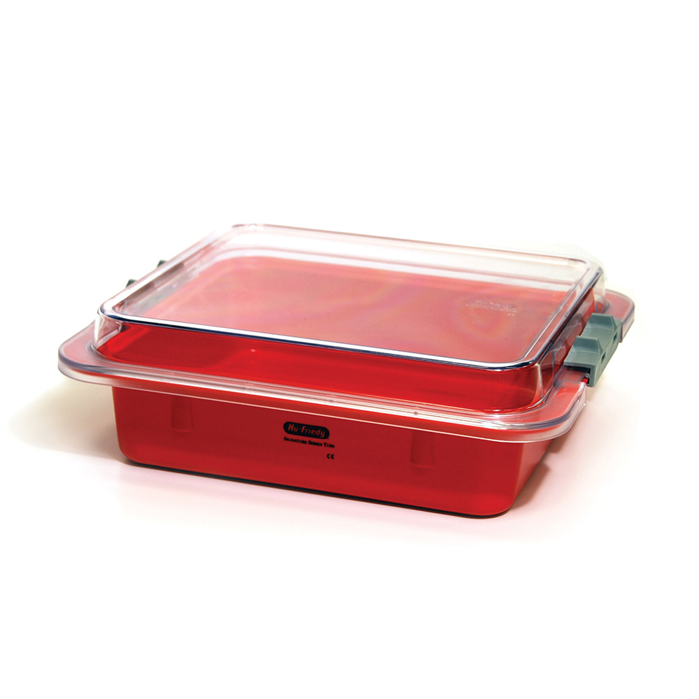 IMS Tub Set bac en plastique rouge. couvercle et accessoires inclus - Hu-Friedy