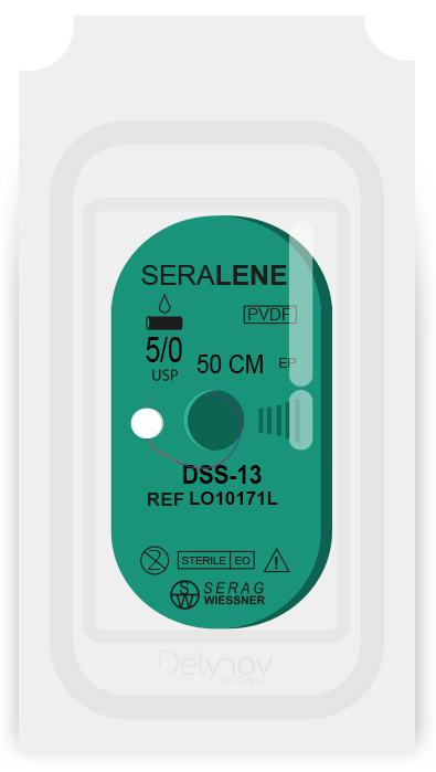 SERALENE non résorbable bleu (5/0) aiguille DSS-13 de 50 CM boite de 24 sutures - Serag & Wiessner (LO10171L) - Delynov
