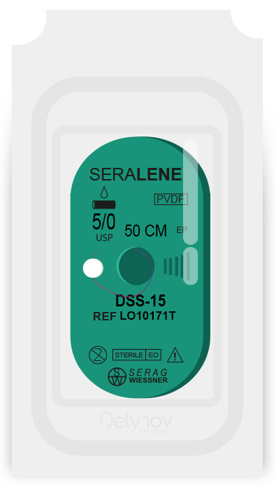 SERALENE non résorbable bleu (5/0) aiguille DSS-15 de 50 CM boite de 24 sutures - Serag & Wiessner (LO10171T) - Delynov