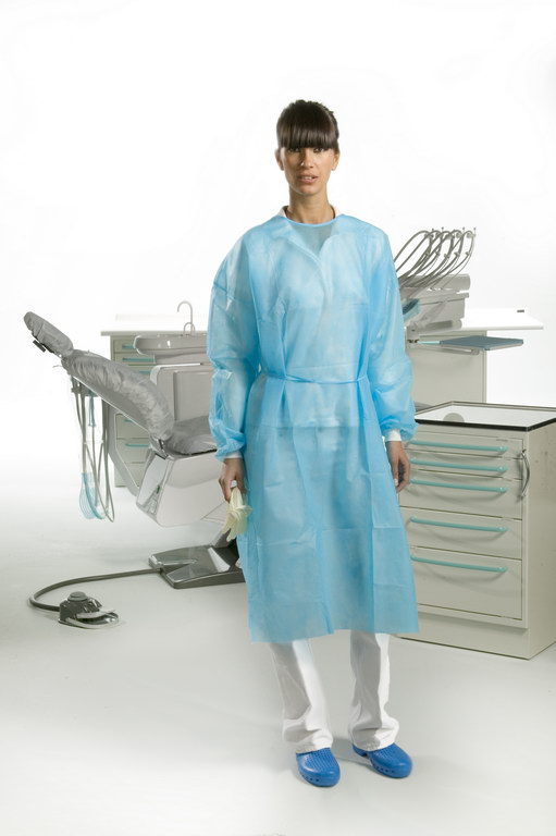 x50 robe bleu clair avec poignets (longueur cm 110) - Omnia - Delynov