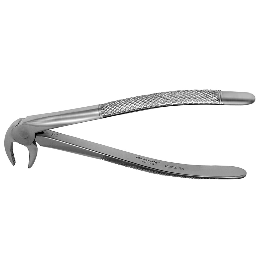 Translating the product title into US English, it would be: Davier number 13 European lower premolar forceps - Hu-Friedy - Delynov