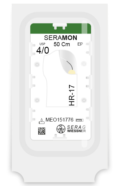 SERAMON non résorbable incolore (4/0) aiguille HR-17 de 50 CM boite de 24 sutures - Serag & Wiessner (MEO151776) - Delynov