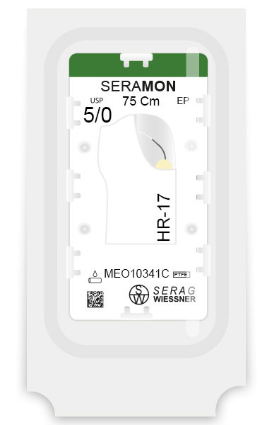 SERAMON non résorbable incolore (5/0) aiguille HR-17 de 75 CM boite de 24 sutures - Serag & Wiessner (MEO10341C) - Delynov