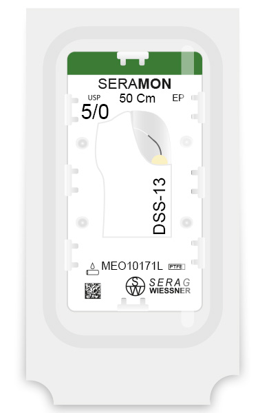 SERAMON non-absorbable colorless (5/0) DSS-13 needle of 50 CM box of 24 sutures - Serag & Wiessner (MEO10171L) - Delynov