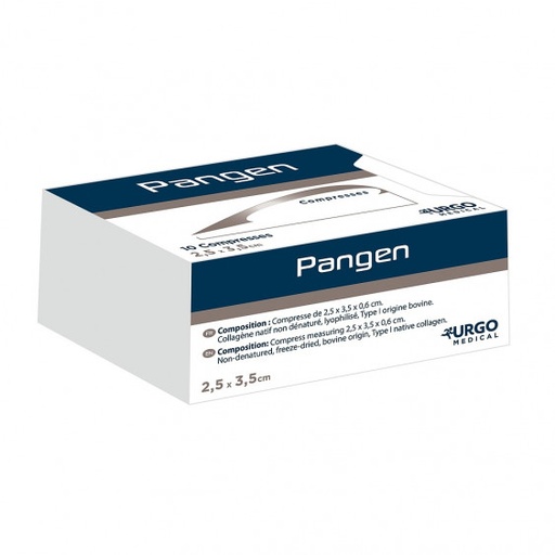 PANGEN (10 Compresses) 2,5 x 3,5cm Hémostatique Stérile Résorbable - Urgo Pangen (553175) - Delynov