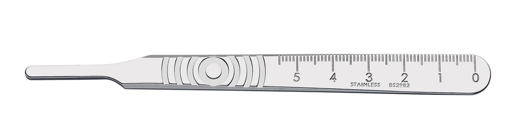 Surgical steel scalpel handle No. 4 with short graduated blade - 13 cm (M4IG) Swann-Morton (0934) - Delynov