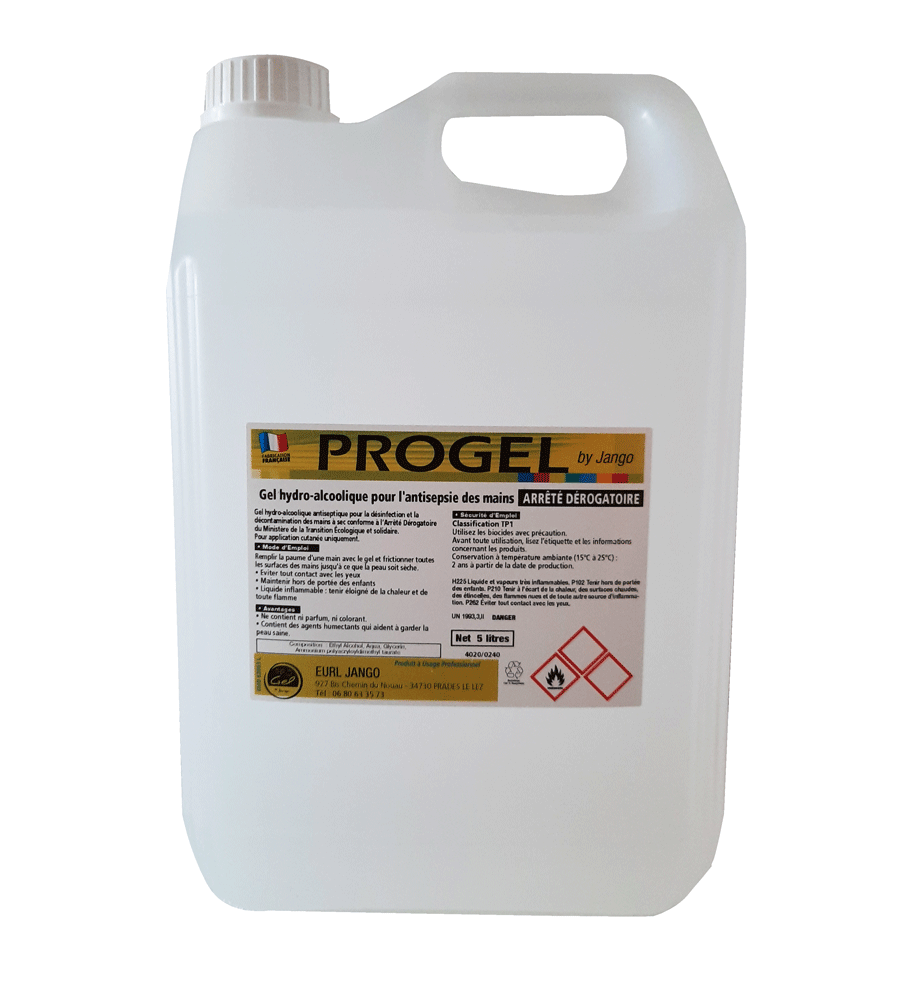 Gel hydro-alcoolique pour l'antisepsie des mains 5L - Made in France (PROGEL) - Delynov