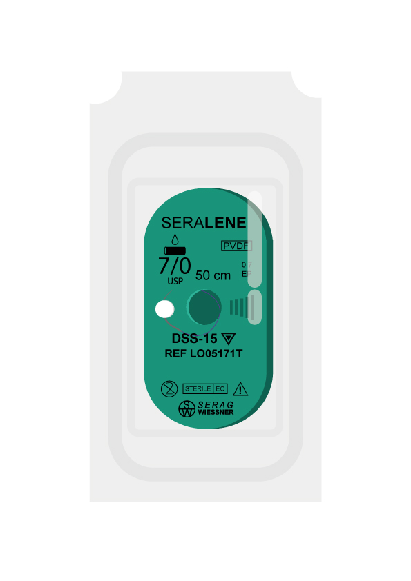 SERALENE non-absorbable blue (7/0) needle DSS-15 of 50 CM box of 24 sutures - Serag & Wiessner (LO05171T) - Delynov