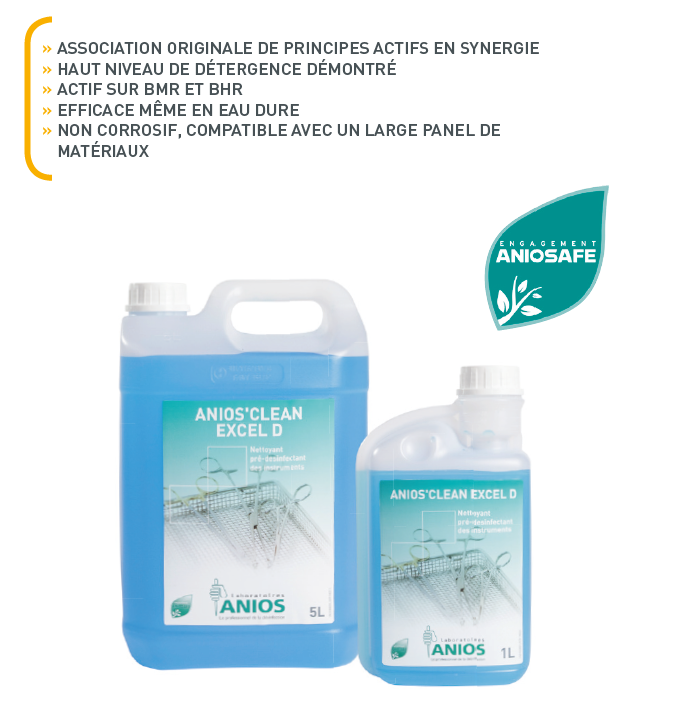 Carton de 4 x 5 L - Bidons de 5 L avec 1 pompe doseuse - Nettoyant désinfectant ANIOS CLEAN EXCEL D - Anios (2416036UG) - Delynov