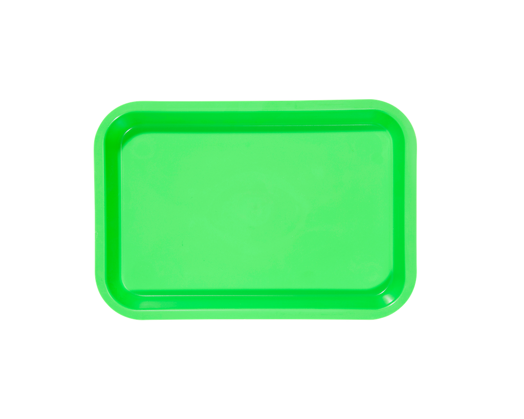 Green Neon Compartmentless Mini-plateau for Dental Surgery ZIRC Delynov 23.6 x 16.1 x 2.3 cm