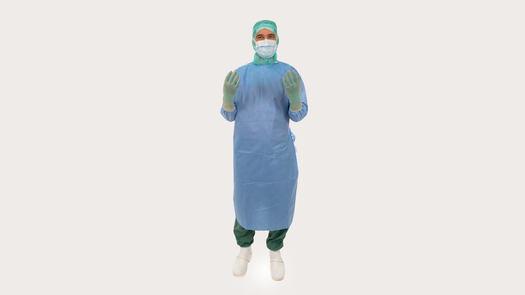 X1 Carton of 30 pcs BARRIER® (Size: M) Surgical Gown Universal standard (SP) with 2 hand towels - Delynov