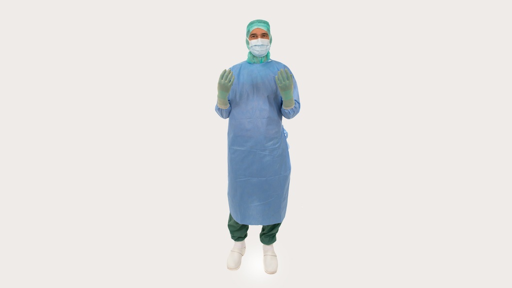 X1 Carton of 30 pcs BARRIER® (Size: M) Surgical Gown Universal standard (SP) with 2 hand towels - Delynov