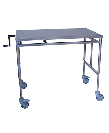 Table pont hydraulique Plateau inox lisse 1000 x 600 - roues Ø 100 (Made in France) - Alter Médical (TPH 10060) - Delynov