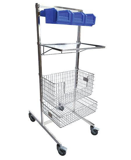 Sterilization Double-Faced Trolley with 4 Hooks and 4 Levels (Made in France) - Alter Médical (ST40) - Delynov
