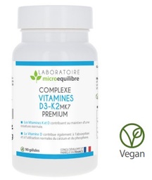 [vitD3] Complément alimentaire Complexe Vitamines D3-K2 MK7 Premium (vitD3) - Laboratoire Microequilibre - Delynov