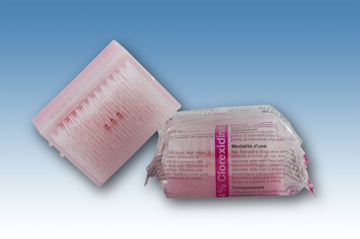 [32.Z0501.00] 24 Tecnoscrub sterile single-use sponge brushes for nails and hands, with disinfectant, 4% chlorhexidine gluconate and needle for subungual cleaning - Omnia (32.Z0501.00) - Delynov