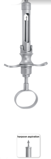 [19.700.03] Cartridge syringe, metric thread, 1.8 cc, harpoon aspiration, handle with thumb ring (19.700.03) Zepf - Delynov