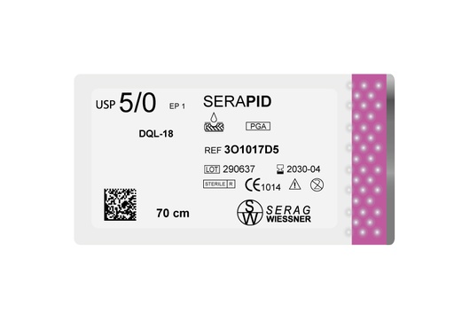 [3O1017D5] SERAPID résorbable incolore (5/0) aiguille DQL-18 de 50 CM boite de 24 sutures - Drs JOUANNY & KHAYAT - Serag & Wiessner (3O1017D5) - Delynov
