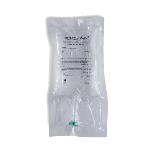 [HY-80109] Poche de solution saline 500 ml (La boîte de 15) CHLORURE DE SODIUM - Hygitech - Delynov