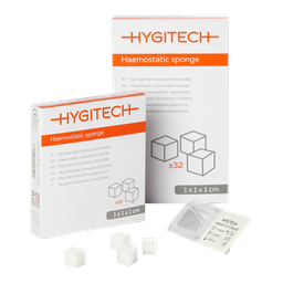 Haemostatic Sponges 1 x 1 x 1 cm (box of 32) - Hygitech - Delynov