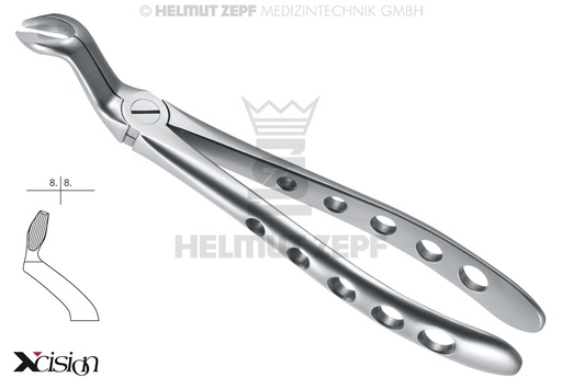 [12.067.95Z] Surgical dental extraction forceps for upper wisdom teeth, angled pattern, modified Helmut Zepf model (12.067.95Z) - Delynov