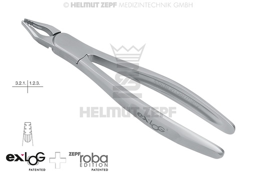 [15.234.08] Exlog dental extraction forceps Figure 34M for upper incisors and canines - Helmut Zepf (15.234.08) - Delynov