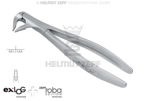 [15.236.07] Exlog surgical dental extraction forceps Figure 36N for mandibular incisors and canines - Helmut Zepf (15.236.07) - Delynov