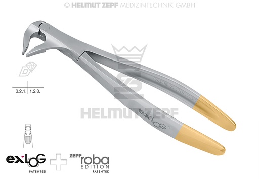 [15.236.07D] Surgical dental extraction forceps with diamond tips, Figure 36N - Helmut Zepf (15.236.07D) - Delynov