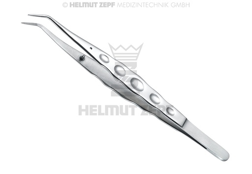 [22.025.03] Ergonomic surgical cotton pliers, 15 cm, serrated tip with guide pin - Helmut Zepf (22.025.03) - Delynov