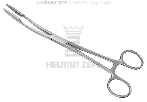 [23.741.20] Pince à pansements chirurgicale courbée, avec crémaillère longue, 20 cm - Helmut Zepf (23.741.20) - Delynov