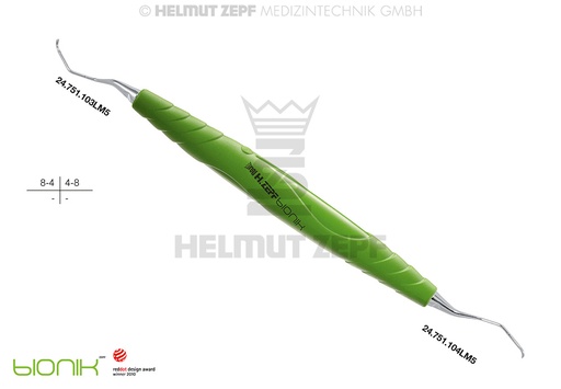 [24.208.03LM5] Curette chirurgicale universelle de Langer, figure 3/4, manche 5 mm - Helmut Zepf (24.208.03LM5) - Delynov
