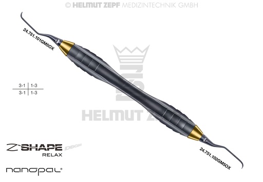 [24.221.01GM5OX] Dental surgical Gracey curette 1/2, approx. 3mm longer shank - Helmut Zepf (24.221.01GM5OX) - Delynov